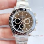 Replica Swiss Rolex Daytona NOOB 7750 SS Black Ceramic Watch 40mm